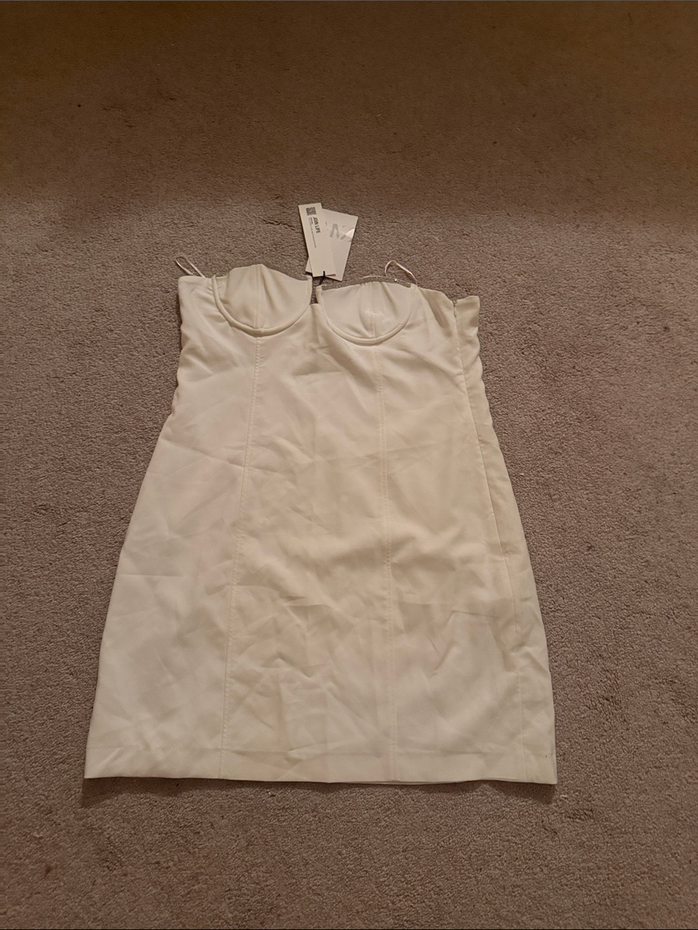 Lipsy Cream Bustier Strap Mini Dress